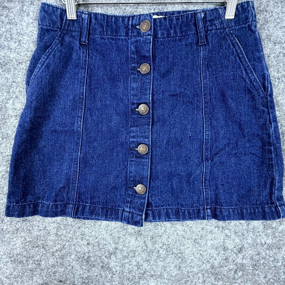 Forever 21 Jean Skirt Womens 29 Blue Denim Dark Wash 90s Schoolgirl Button Front